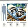 Süßer Waschbär Digitaldruck Duschvorhang - Wendbares Polyester, Maschinenwaschbar, Gestrickte Textur, Ganzjahres Badezimmerdekor