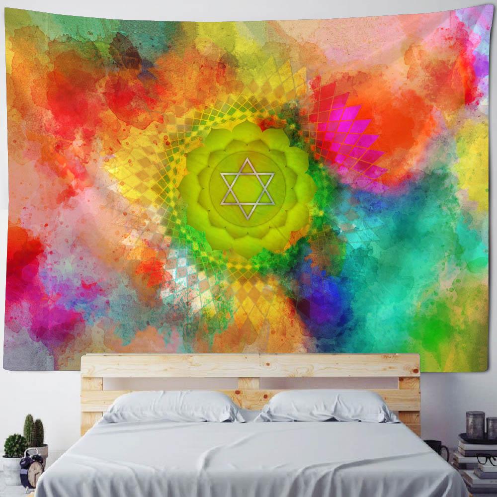 Meditation Chakra Tapestry Wall Hanging Home Decoration Yoga Mat Bed Sheet Mandala Beach Towel Aesthetic Art Decoration