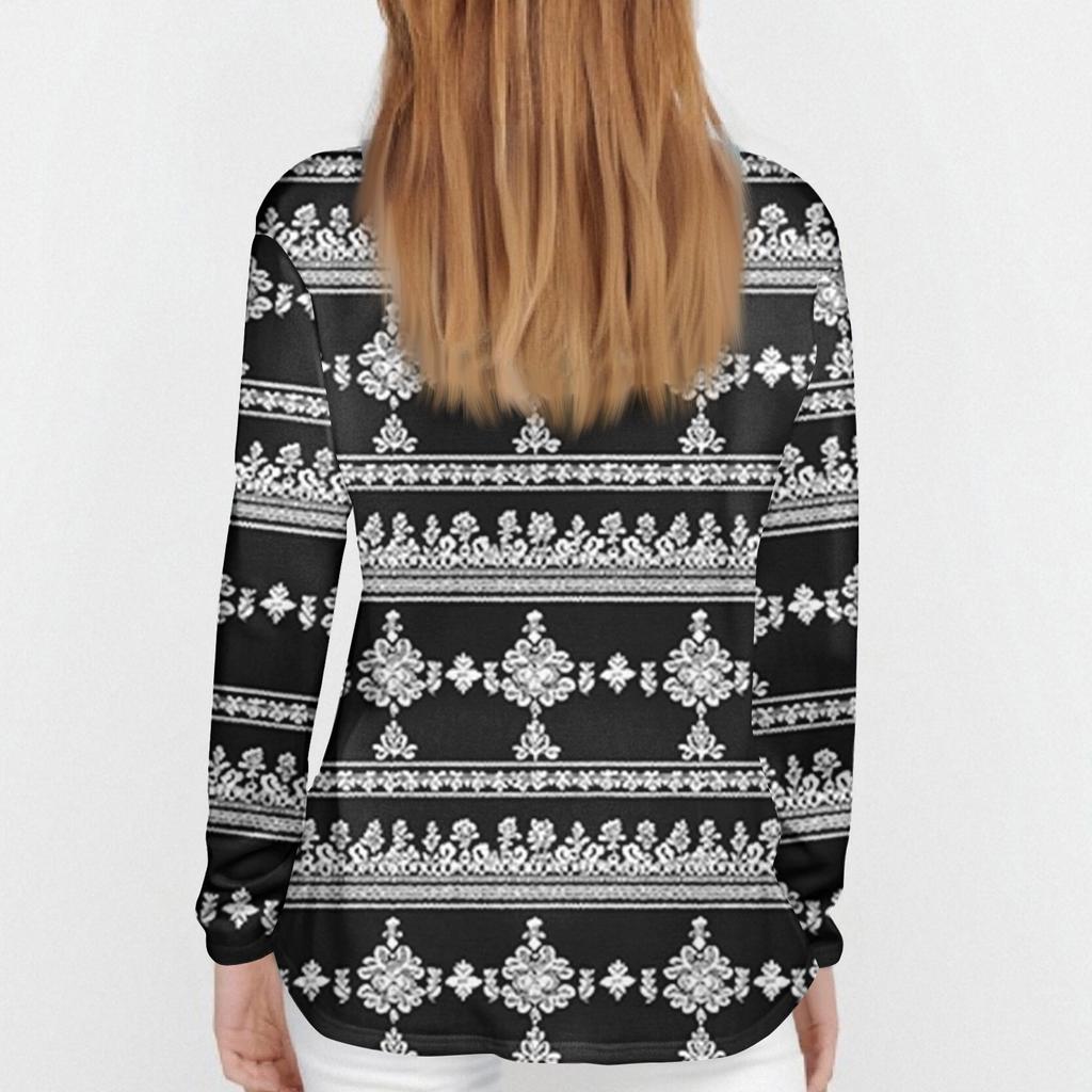 Women's  Loose Casual Flower Printed Round Neck Long Sleeved T Shirt Top Pullover Long Sleeved Sweatshirt