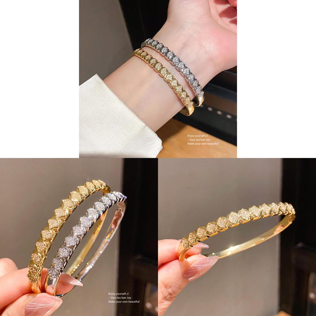 Copper Zirconia Fan Shaped Bracelet Elegant Geometric Jewelry For Fashion Ol