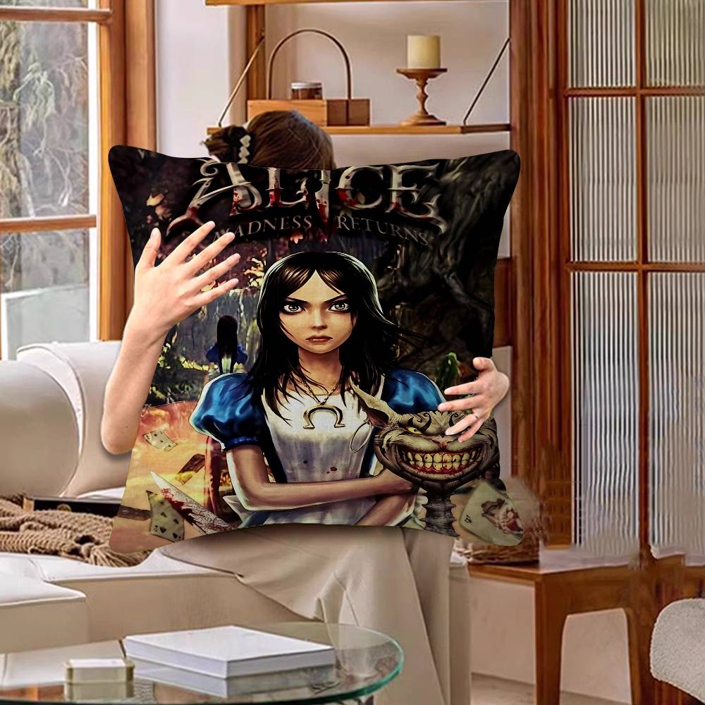 A-Alice M-Madness R-Returns Classic Cushion Cover Car Throw Pillow Case For Sofa Car Christmas Gift 40X40Cm 45X45Cm