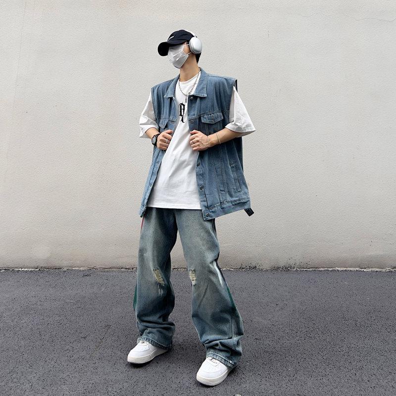 Men Loose Sleeveless Denim Vest Casual Workwear Outerwear