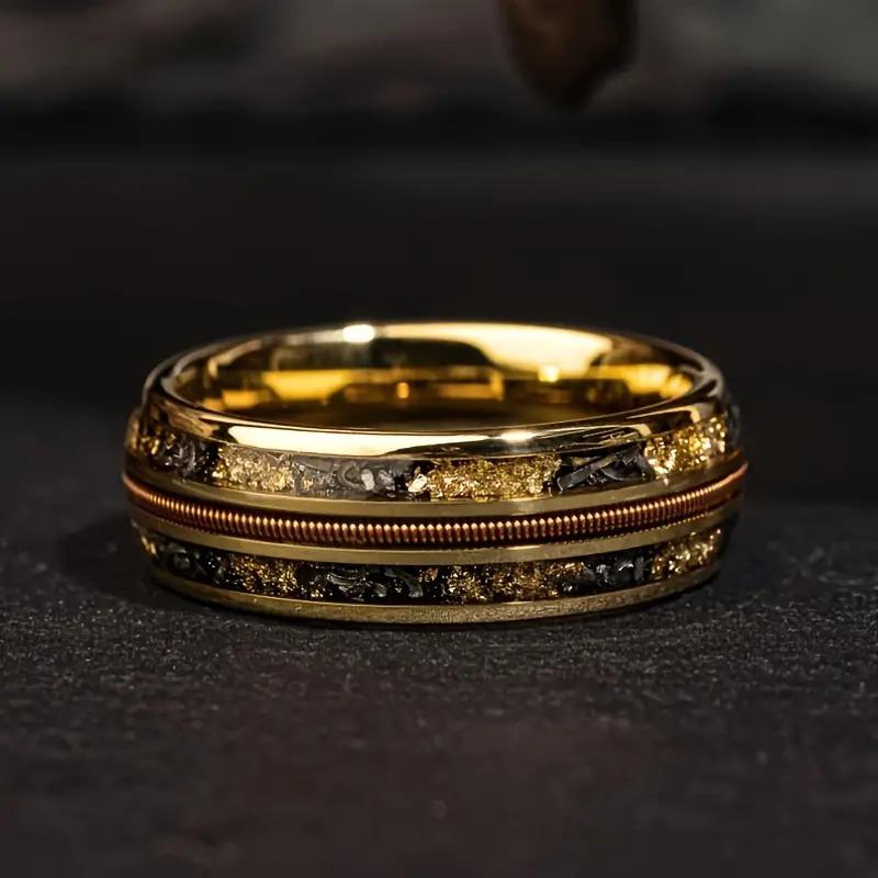 Fashion 8mm Men Stainless Steel Koa Wood Rings Inlay Galaxy Colorful Opal Rings For Men Wedding Engagement Band Jewelry Gift