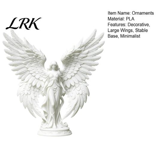 Home Office Spiritual Decor 3D Printed Angel Figurine with Large Wings, White Matte Statue, Desk Statue Aesthetic Minimalist Sculpture for Desktop