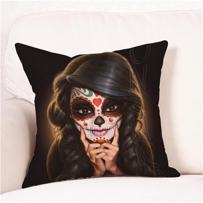 Halloween Cushion Cover Pillowcases Skull Floral Festival Home Decor Square Horror Comfortable Sofa