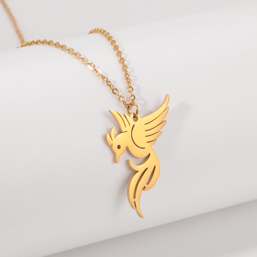Dawapara Phoenix Guardian Animal Necklace Mythology Bird Pendant Protection Strength Symbol Stainless Steel Women Necklace