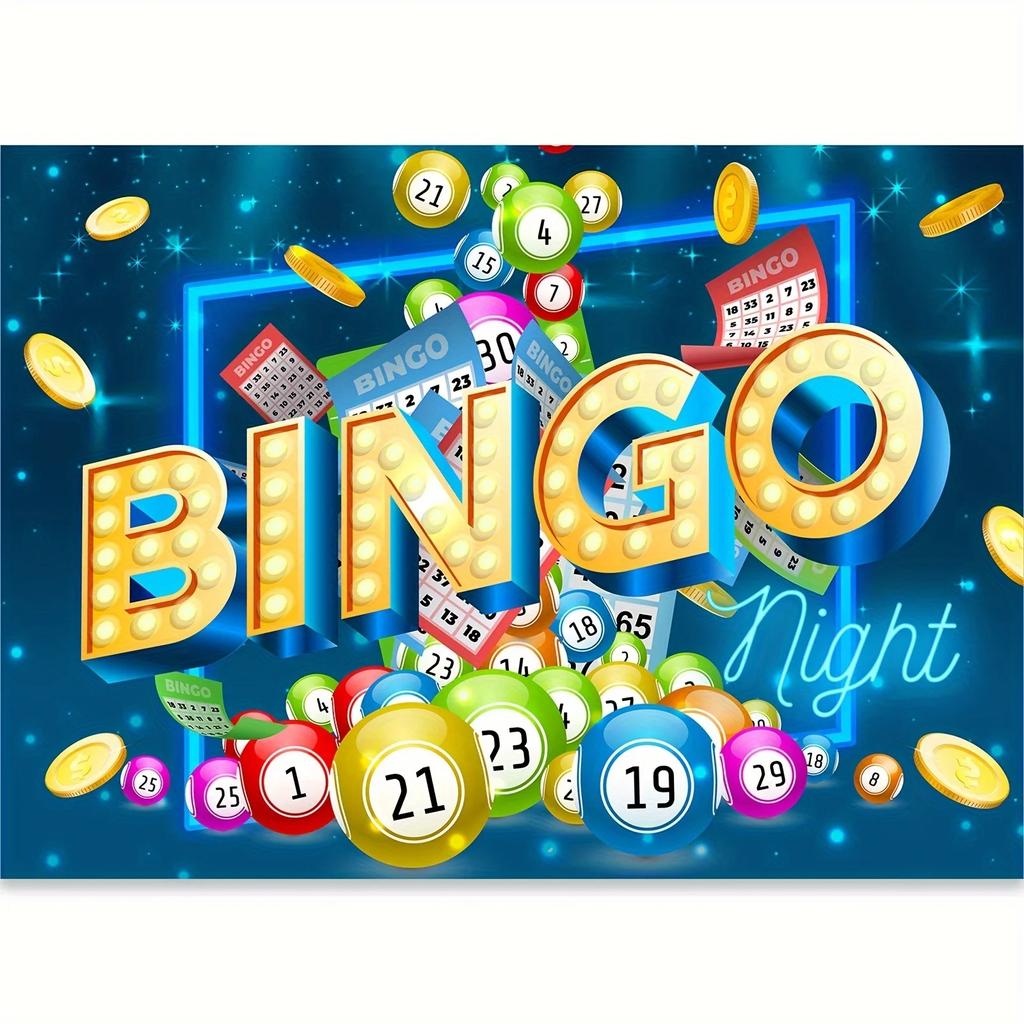 2D Banner 1 Piece Bingo Background Night Game Theme Suitable for Birthdays Festivals Parties