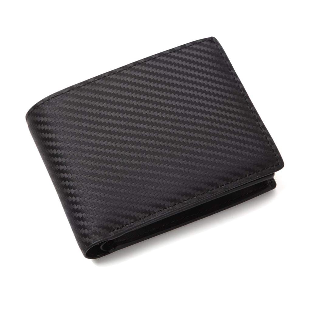 Ignaz Men's Bifold Wallet, Carbon Leather, Genuine Leather, Large Capacity, Coin Purse, Two-Layer, Removable Card Case, Hidden Pocket, MW-01 (Black)