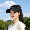 Women's Packable Open-Top Sun Hat Cap, Breathable Nylon Ponytail Style with Front Bill for Hiking and Holiday Travel