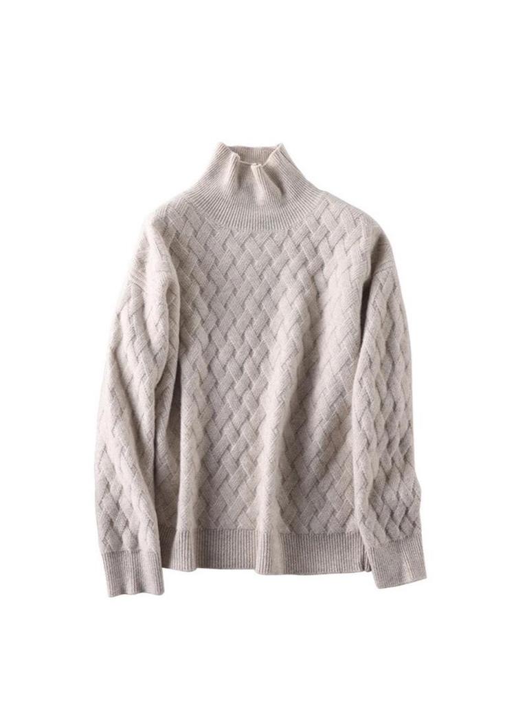 Women's High-Neck Sweater, 2025 Autumn/Winter, Thickened Loose Korean Knit Base Layer