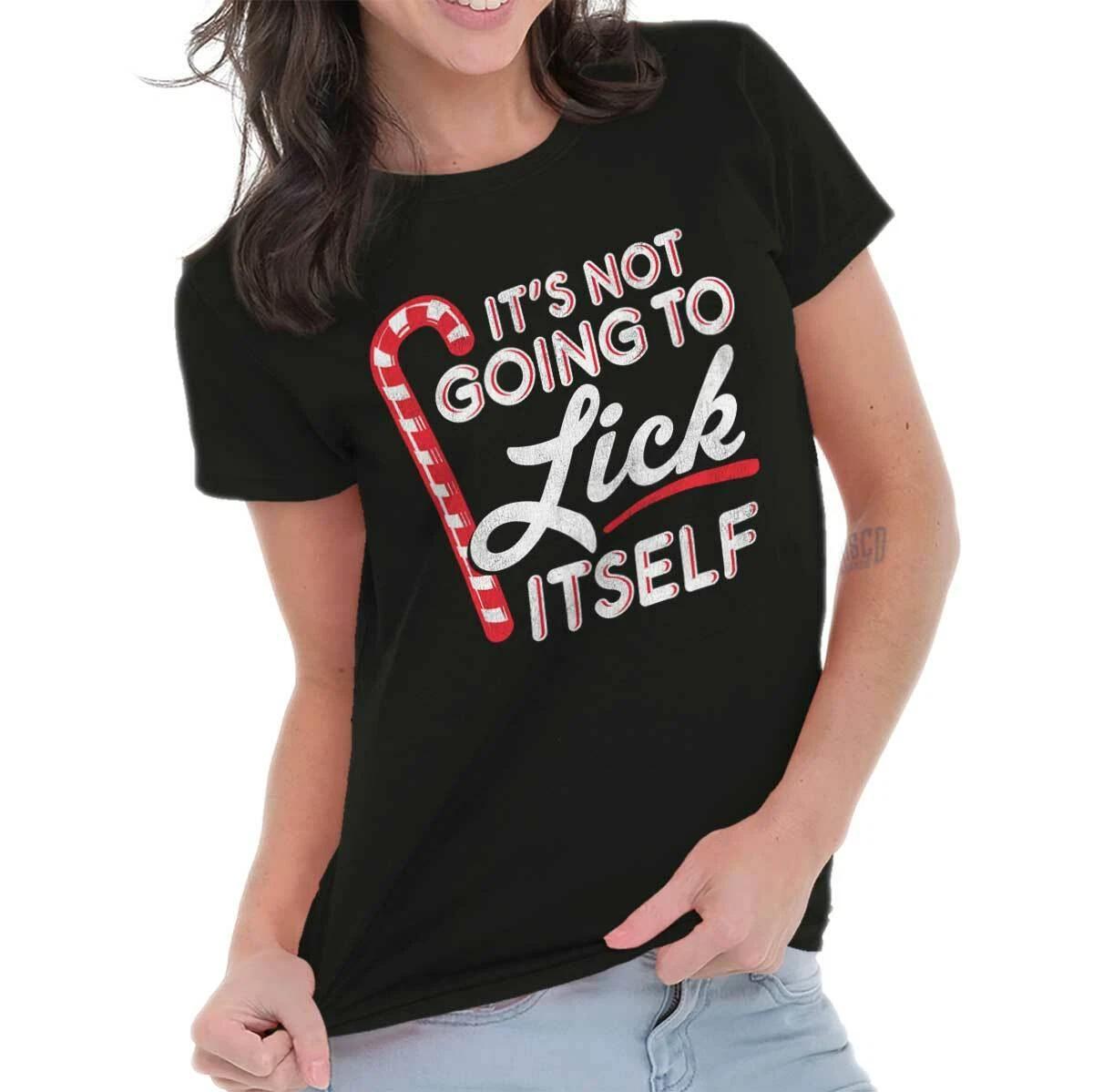 Christmas Candy Not Going to Lick Itself Womens Top Junior Graphic Tee S