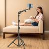 Floor Telescopic Bracket Horizontal Overhead Tripod Adjustable 33-45cm Cell Phone Stand for Filming Video Recording Live Stream