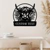 Unique 1pc Custom Metal Highland Cow Outline Engraved Family Name Wall Art House Number Address Sign