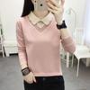 Women Sweaters Pullovers 2025 Autumn Winter Long Sleeve Turn Down Collar White Black Knitted Sweater Women Tops Pullover JJ77