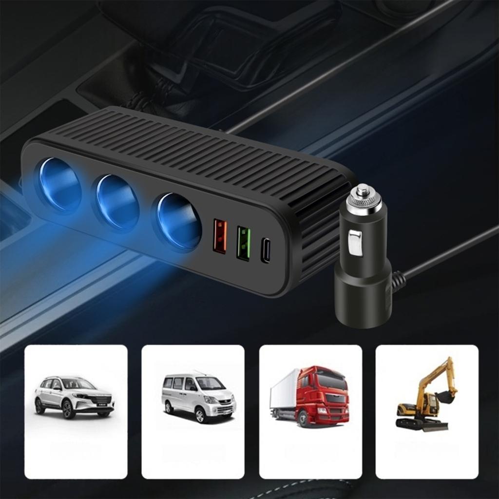 Car Charger Adapter 3 Socket Splitter with Safety Features 3 Way Car Power Outlet Adapter Upgrades for Multiple Devices