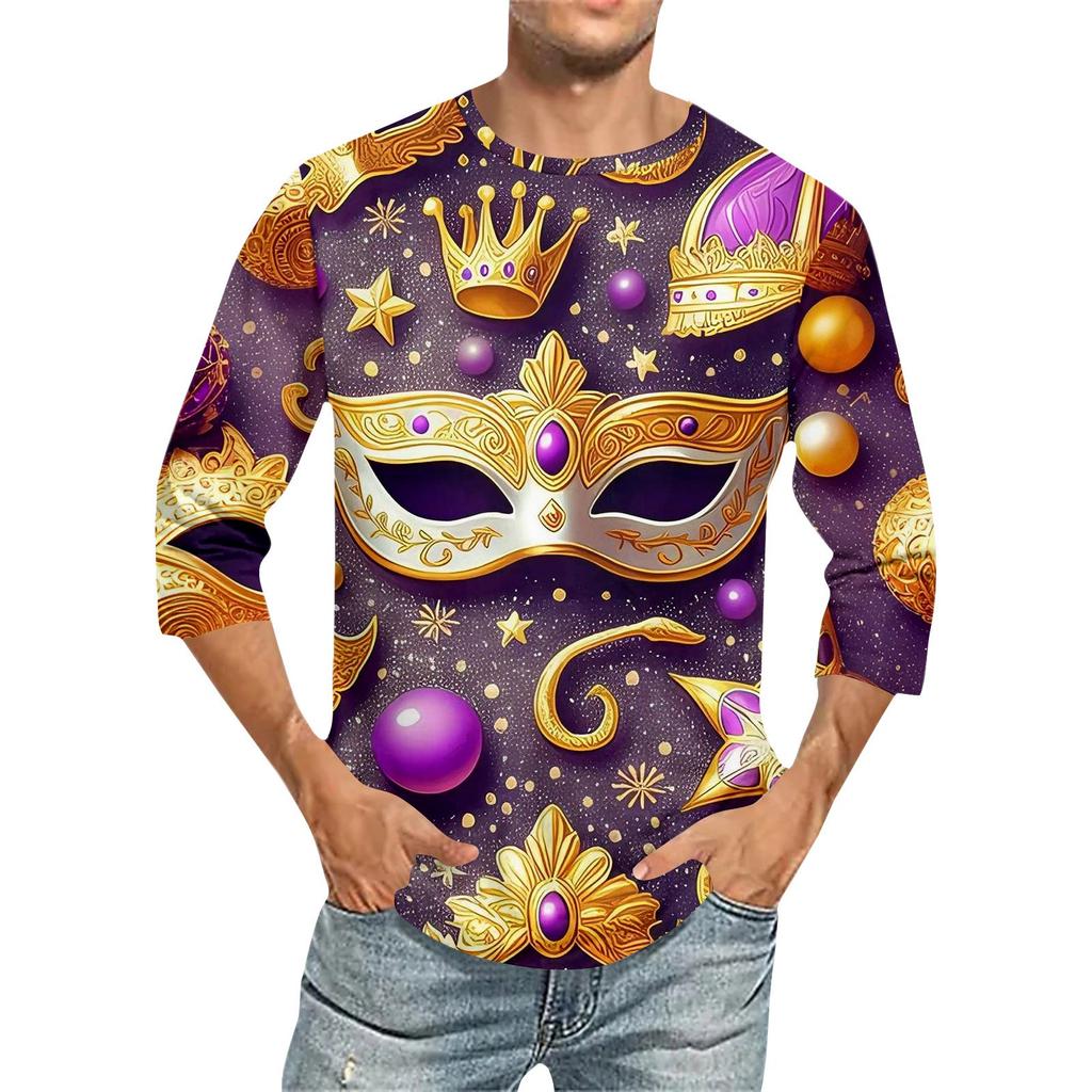 Carnival Print - Men's Round Neck Short Sleeve Top