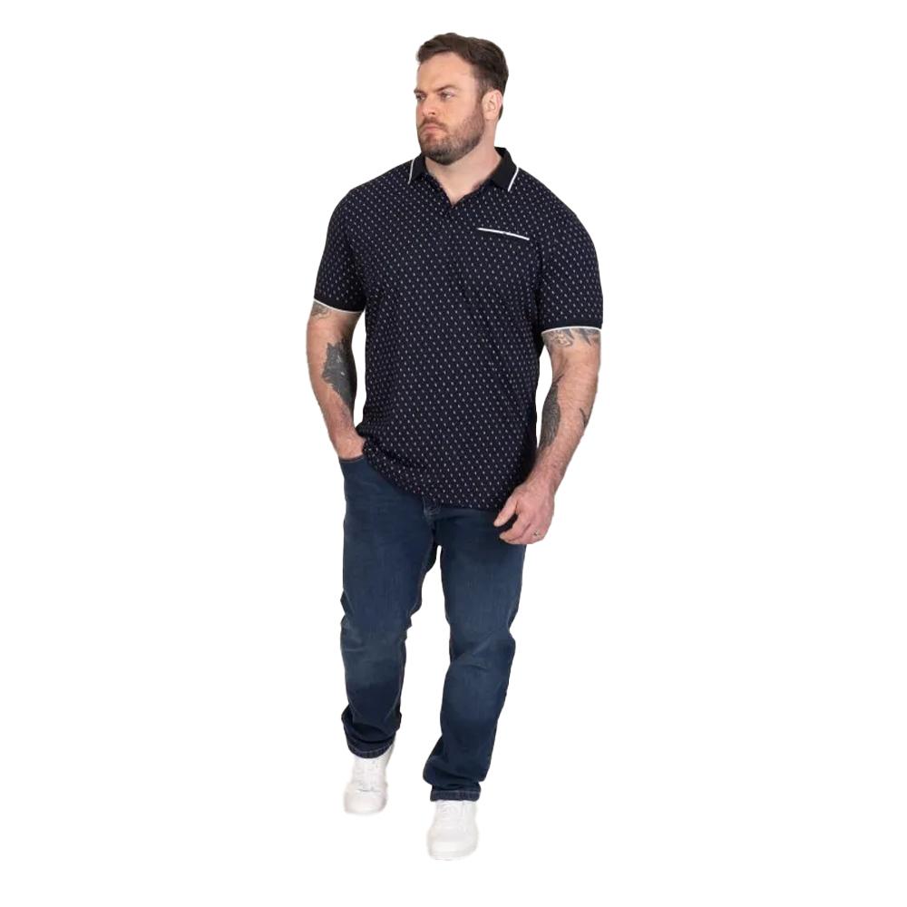 Duke Mens Reid D555 All-Over Print Tipped Kingsize Polo Shirt