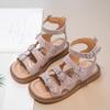 Girls Shiny Rhinestone Princess Sandals Children Sequined Gladiator Sandals Fashion Kids Summer Beach Shoes Anti-Slippery