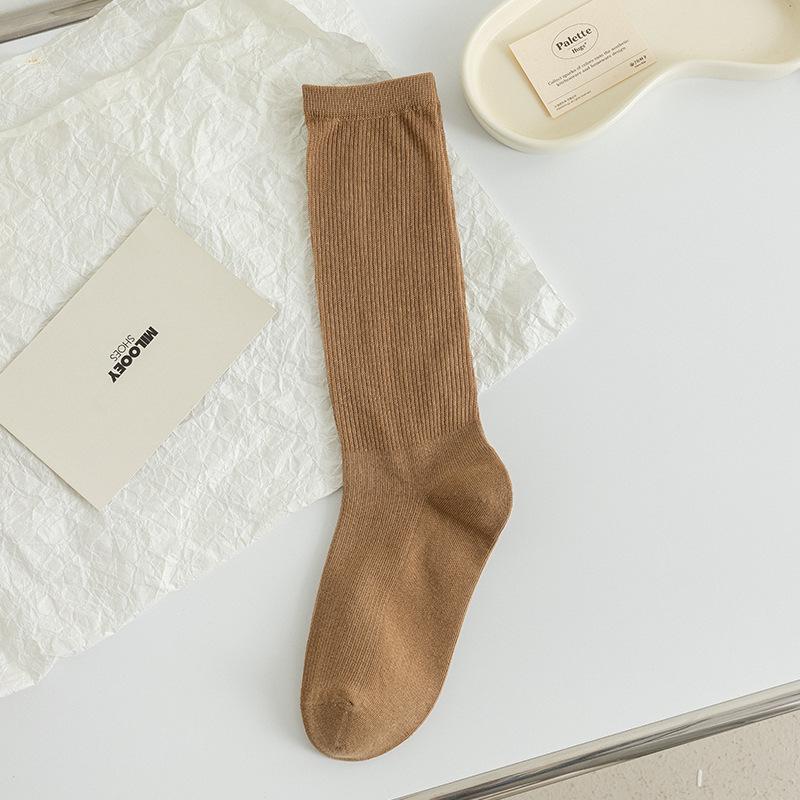 Female Summer Trend Is Sweet and Simple and All Kinds of Solid Color Preppy Long Socks