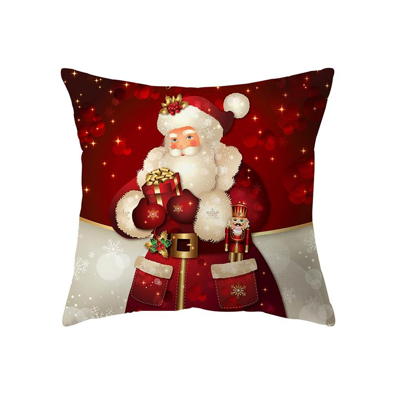 Merry Christmas Santa Claus Print Pattern Cushion Cover Home Living Room Sofa Decoration Pillow Pillow Cover