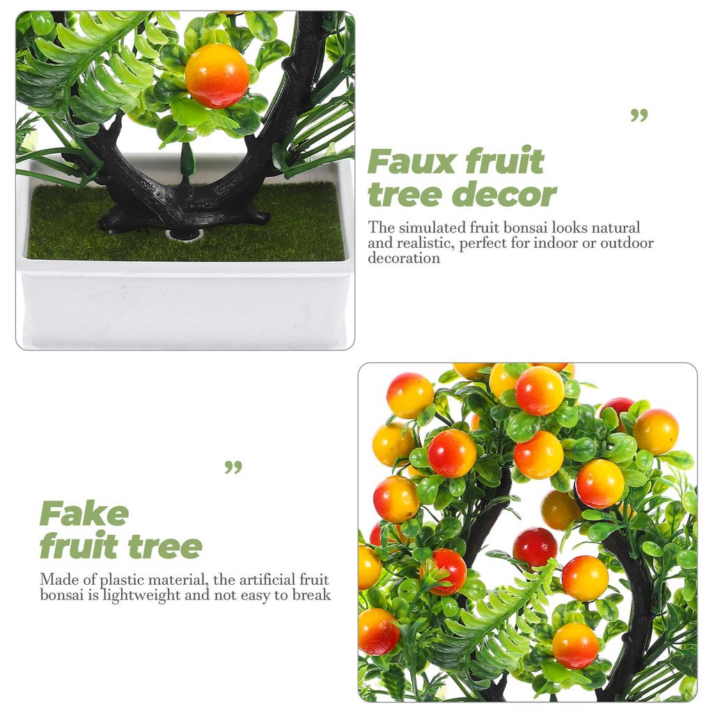 Fake Fruit Tree Decor Plastic Artificial Fruit Tree with Pot Natural Looking Simulation Bonsai for Desktop Table Centerpiece