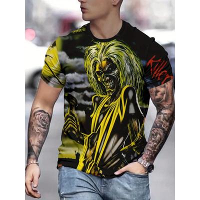 Living Dead 3D Printed T-shirts Rockmusic Round Neck Short Sleeved Heavy Metal Fashionable Casual Men's T-shirts