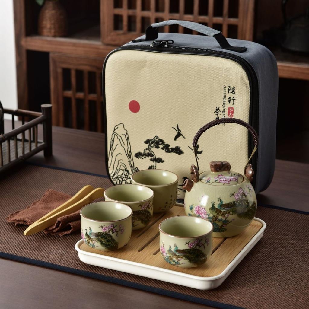 Chinese Kung Fu Travel Tea Set Creative Ceramic Portable Outdoor Travel Teapot Teacup Traditional Tea Ceremony Teaware Gift Box