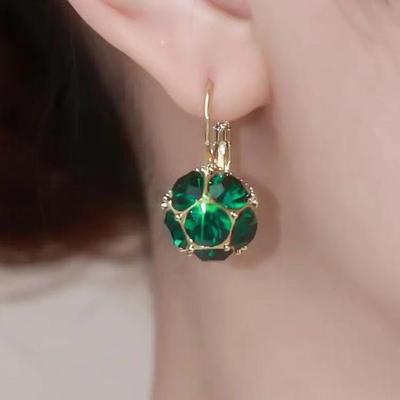 Elegant Crystal Ball Earrings - New Autumn/Winter Collection: Timeless, Small, Exquisite Design with Full Diamond Accents for a Fashionable Touch