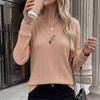 Women's V Neck Button Down Pleated Loose Long Sleeve T Shirt