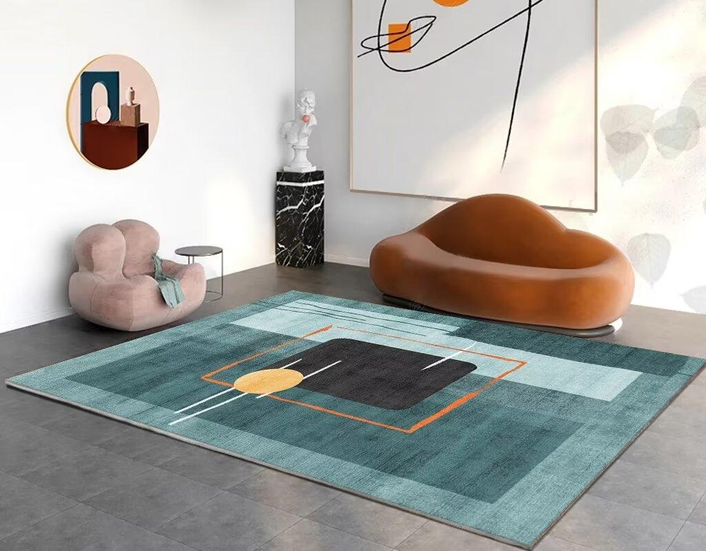 Light Luxury Geometric Rugs for Living Room Nordic Style Easy Clean Sofa Area Non-slip Floor Mat Bedroom Lounge Carpet Washable