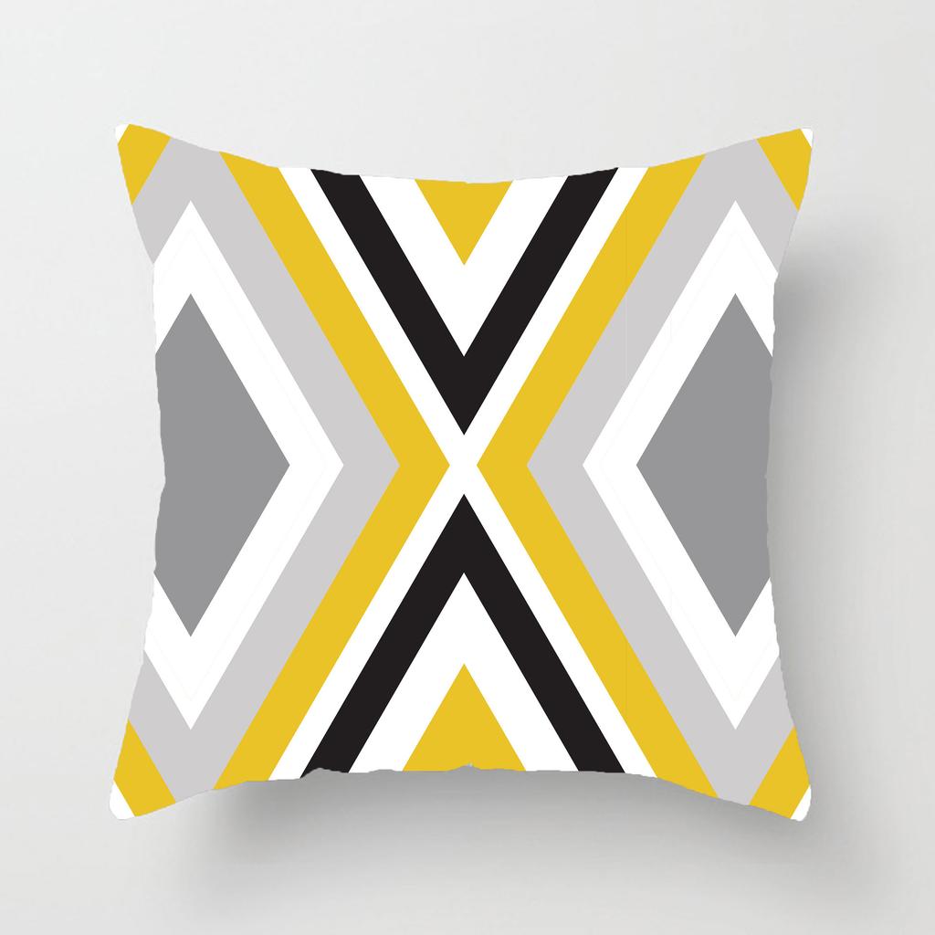Warmgelbes und graues geometrisches Streifenmuster Kissenbezug Sofakissen verdickt Kurzplüsch Einfacher Kissenbezug Enthält keine Kissenbezüge