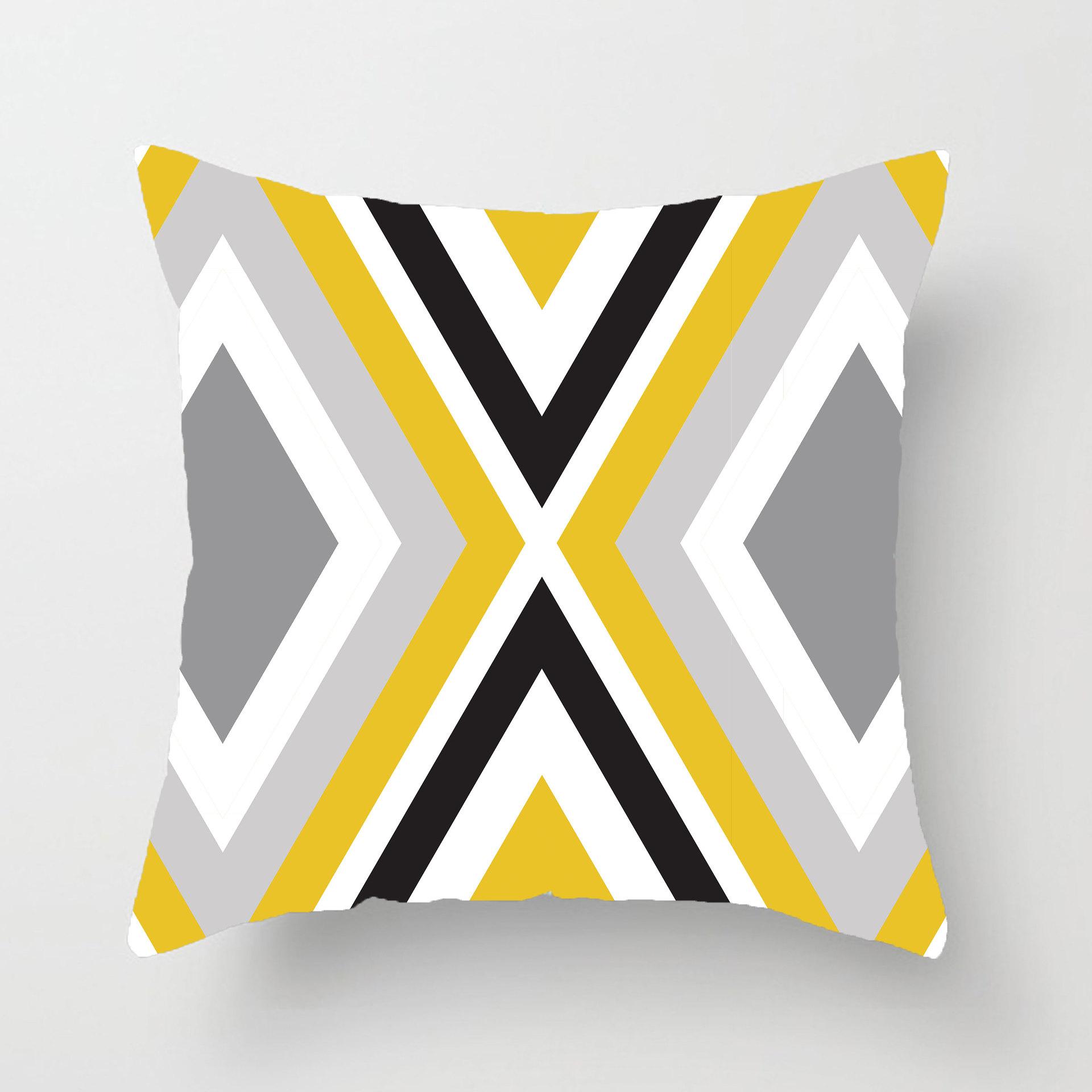 

Yellow Nordic Cushion Gray Sofa Pillow Cover Model House Cushion Living Room Sofa Geometric Warm Yellow Cushion Cover 45x45cm double-sided pattern