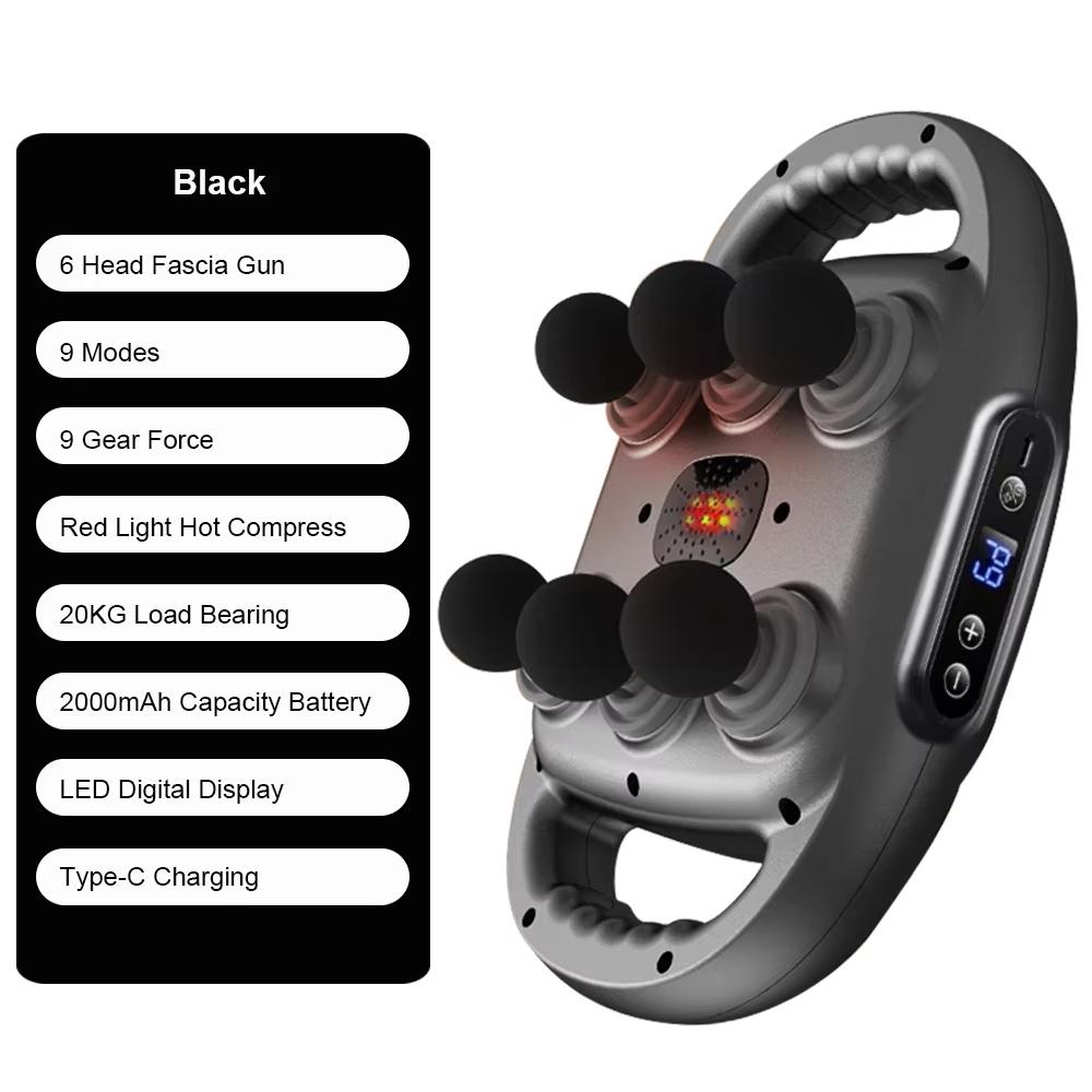 Fascia Gun Muscle Massager Gun High Frequency Back Waist Massage Machine Six-head Body Shoulder Professional Fascia Massage Gun