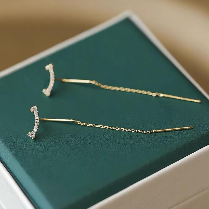 Trendige Lange Draht Quaste Fadenkette Climb Stern Herz Perlen Anhänger Hängeohrringe Damen Strass Accessoires Schmuck