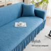 Plush Jacquard Skirted Sofa Cover, Elastic All-Season Fit, Dustproof Cushion Protector