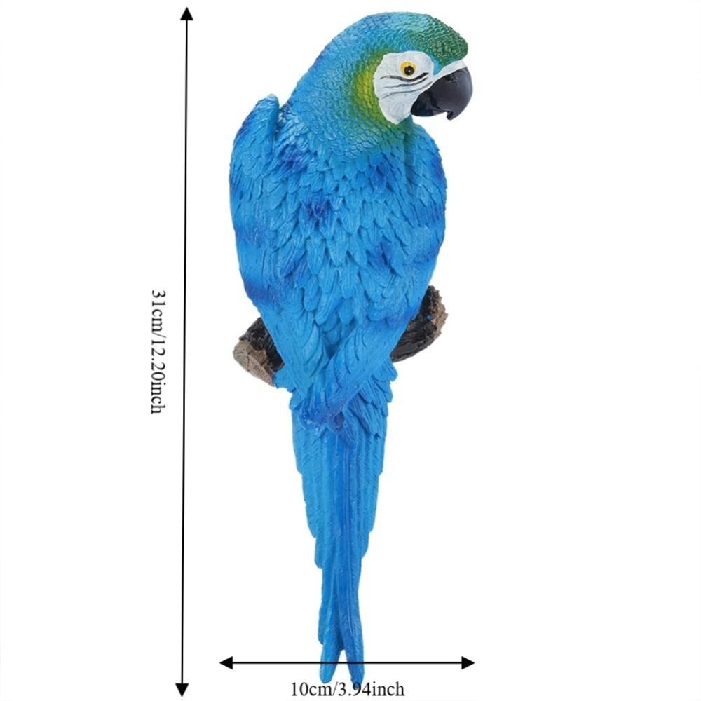 Resin Resin Bird Ornament 12.2 * 3.9 * 3.1in Blue & Red Lifelike Animal Figurine Bird Desktop Decoration Craft