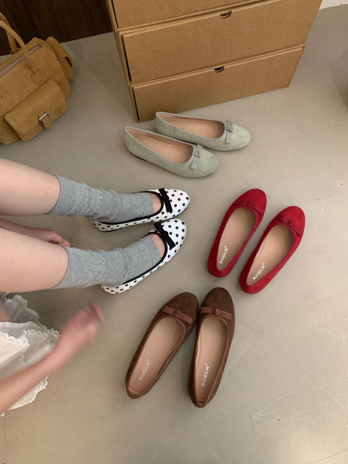 Women s Suede Flat Bowknot Spring French Style Vintage Style Pumps - Fashionable Footwear 35