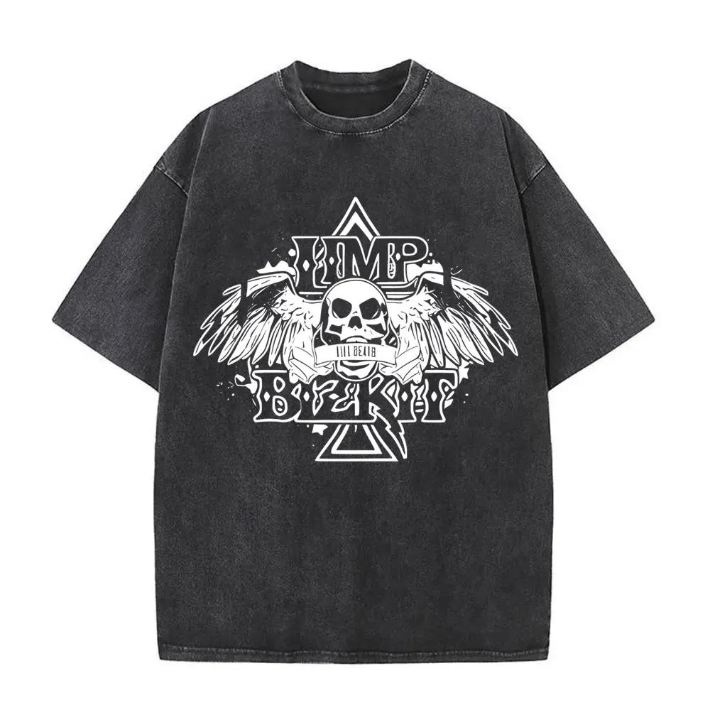 MXL Magliette Unisex Lavate Vintage Rock Band Limp Bizkit Stampa Significant Other Hip Hop Retro Oversize Manica Corta