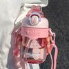Kawaii Rabbit Plastic Water Bottle For Girls With Straw And Strap Clear Portable Leak-proof Children Water Bottle BPA Free