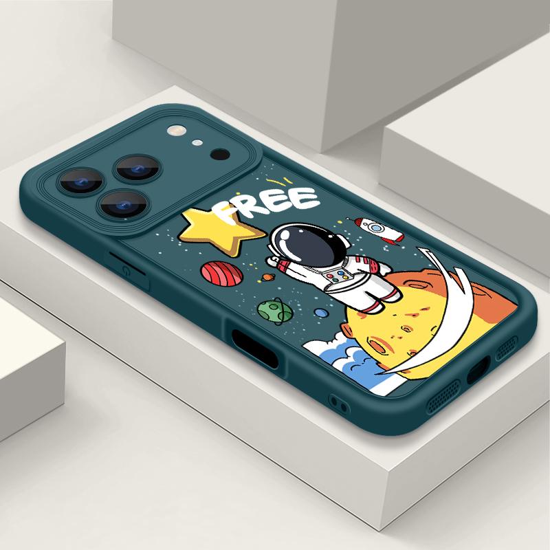 Cartoon Astronaut Patterned Soft Phone Case For iPhone 17 Pro Max 17e 16 15 14 13 Pro Max 16e 11 Shockproof Silicone Back Cover