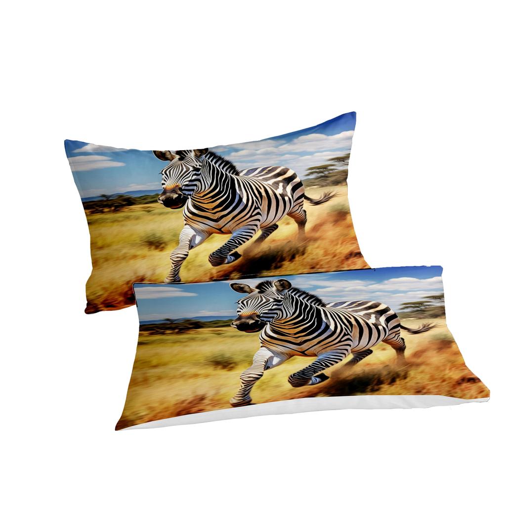 Cartoon Zebra Fashion Quilt Cover Set, Polyester Bedding 1pc Quilt Cover + 1/2pcs Pillowcase, No Quilt Core Soft and Comfortable
