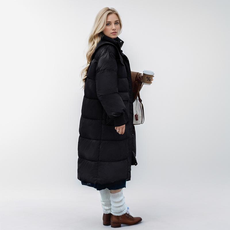 Damen Lange Baumwolljacke Damen Einfarbige Hoher Kragen Warme Parkas Mäntel Damen Verdickte Warme Gefütterte Jacke Damen Oberbekleidung