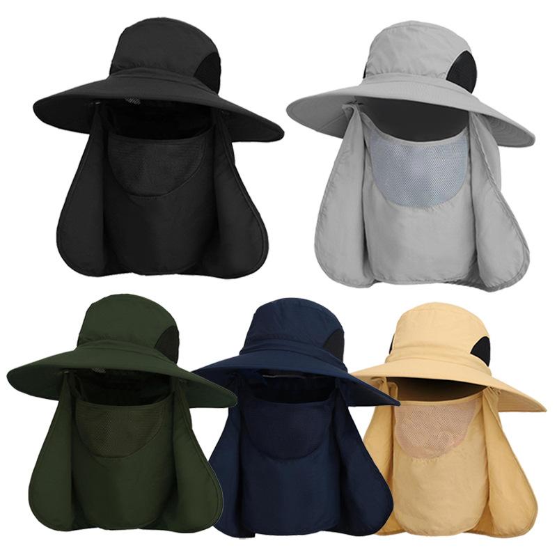 Summer 2 IN 1 Sun Hats For Women Men UV Protection Bucket Hat With Neck Flap Breathable Mesh Fisherman Caps Outdoor Hiking Hat
