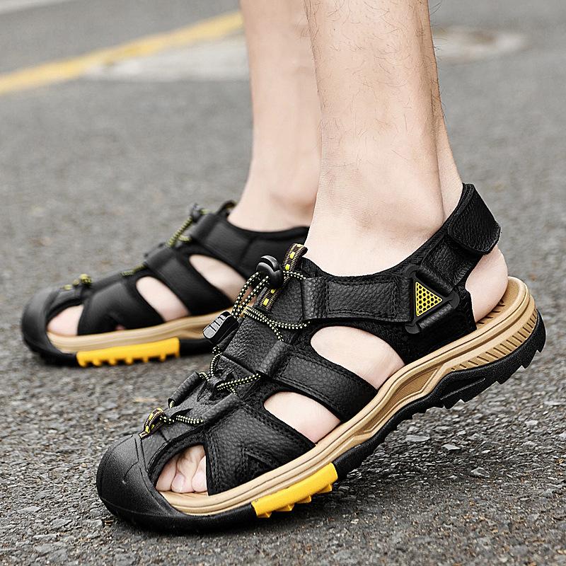 Sandals men's trendy outdoor sports leather bag head casual shoes slippers new summer breathable men's beach shoes