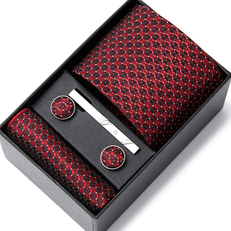 Tie Men'S Business Professional Dress Suit Blue Striped Gift Box Polyester Silk 7.5Cm Business Gift