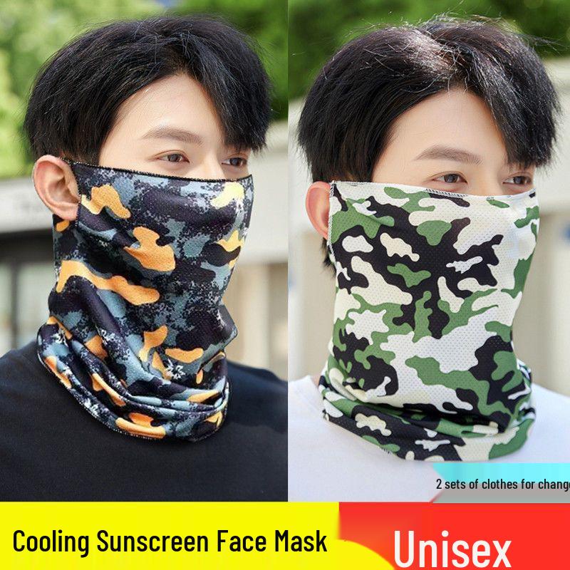 Ice Silk Sunscreen Face Mask for Men - Full Neck & Face UV Protection for Outdoor Cycling