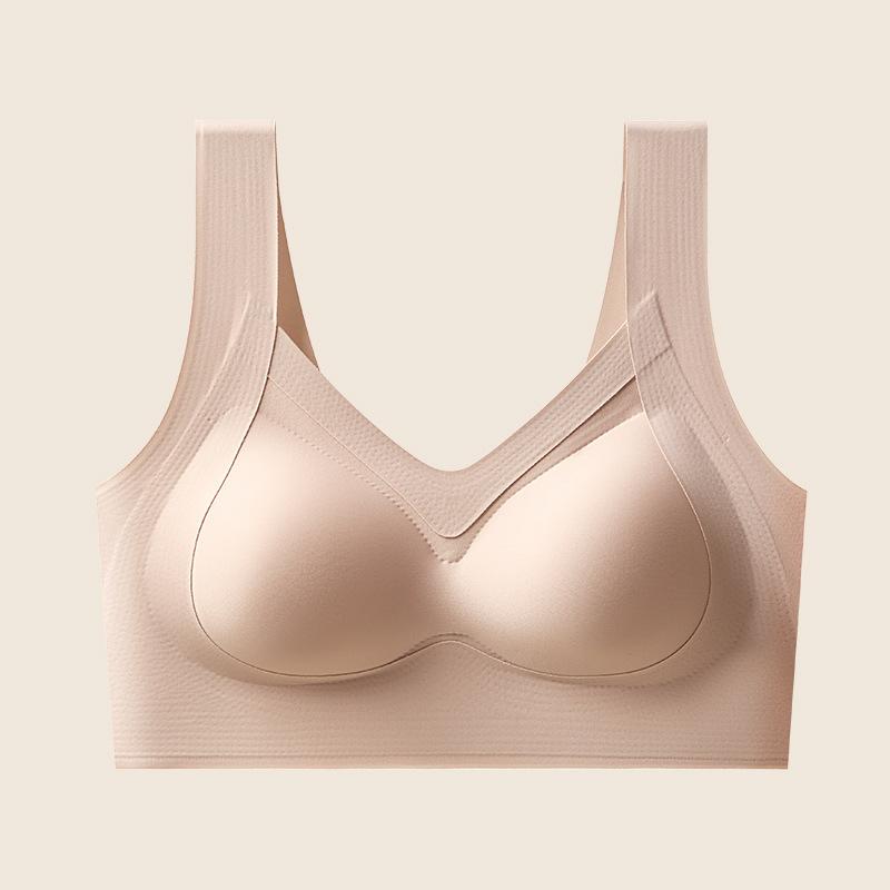 Skin Tone Seamless Bra with Wide Straps and Supportive Design M розовый