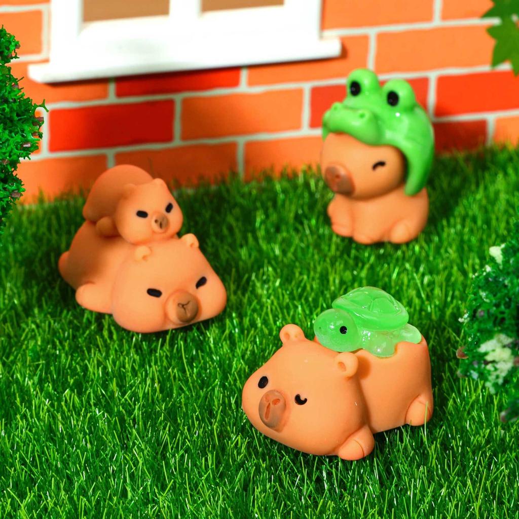 6pcs Cute Mini Capybara Figurine DIY Landscape Home Decor Ornament Dollhouse Miniature Fairy Garden Decoration Accessory Modern