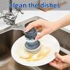 Set of 2 Dish Brush with Soap Dispenser, Kitchen Dish Scrubbers Set with Draining Tray for Washing Dishes/Pots