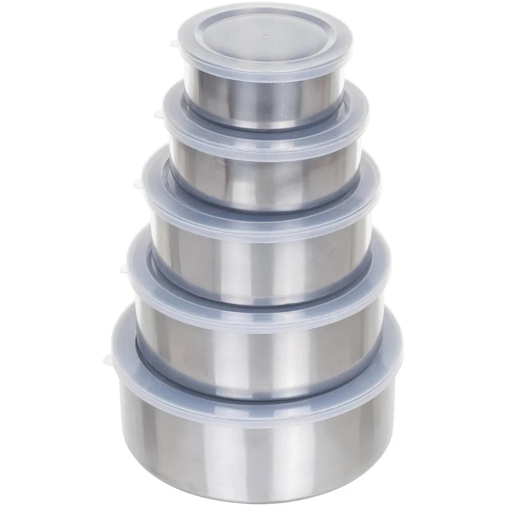 5-Piece Nesting Stainless-Steel Bowls and Lids Set